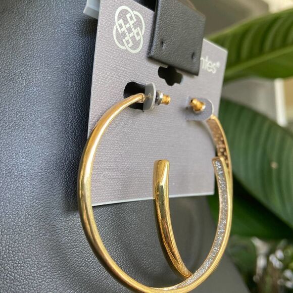Gold Etched C Hoops Daisy Fuentes Fashion Earrings - Picture 6 of 8